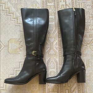 Ralph Lauren Black Knee-High Designer Boots